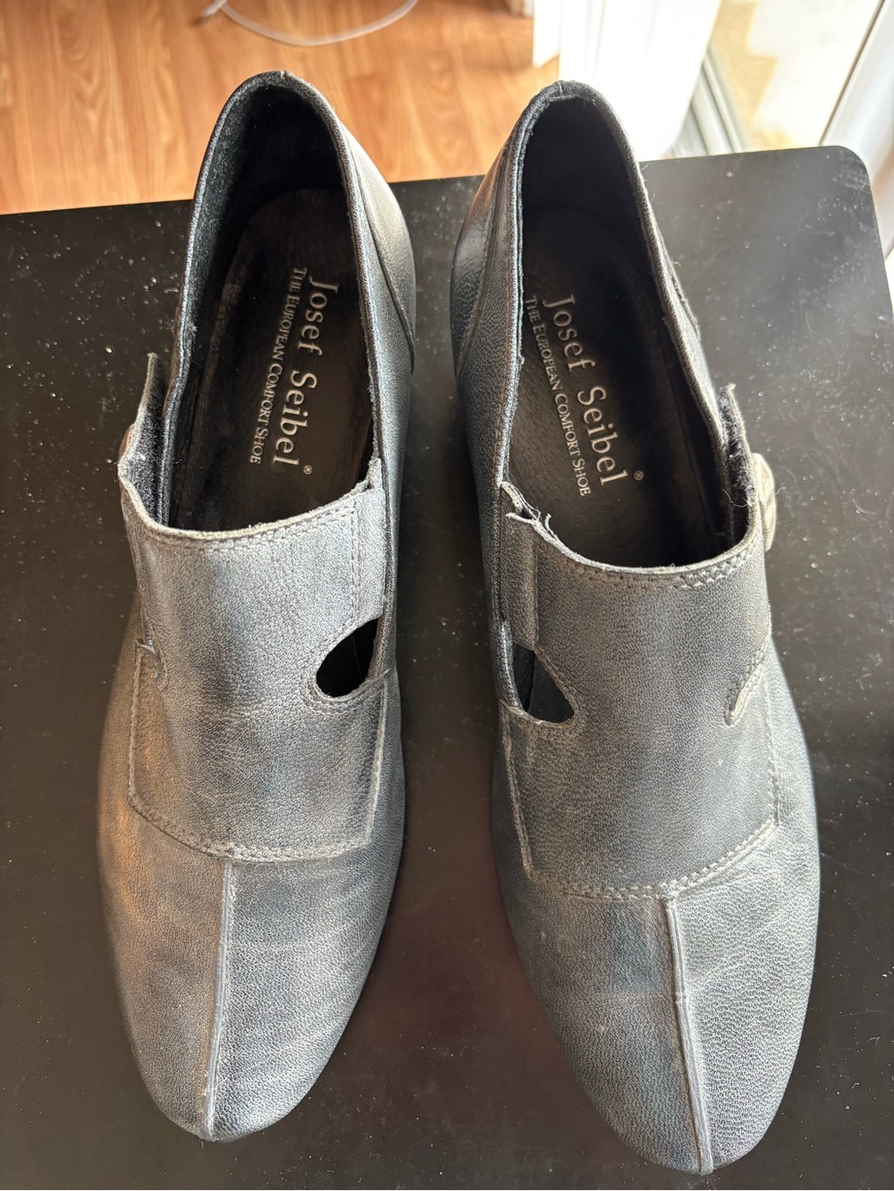Josef Seibel Women's Gray Leather Wedge Slip-Ons